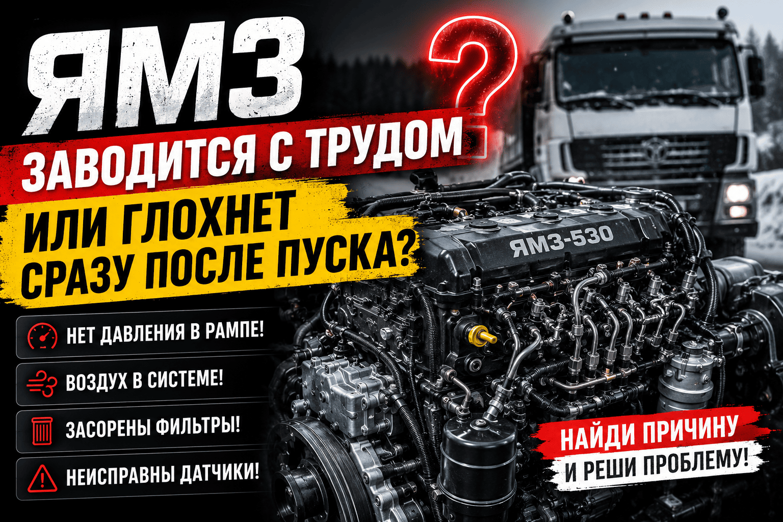 Почему дизельный двигатель ЯМЗ заводится с трудом или запускается и сразу останавливается?